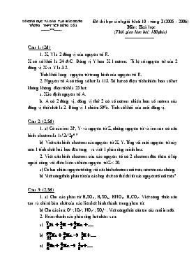 Đề thi học sinh giỏi khối 10 - Vòng I (2005 - 2006) Môn Hoá học (Thời gian làm bài 180phút)